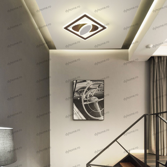 Plafoniera LED patrat design maro, 3 tipuri de lumina, 86W [3]
