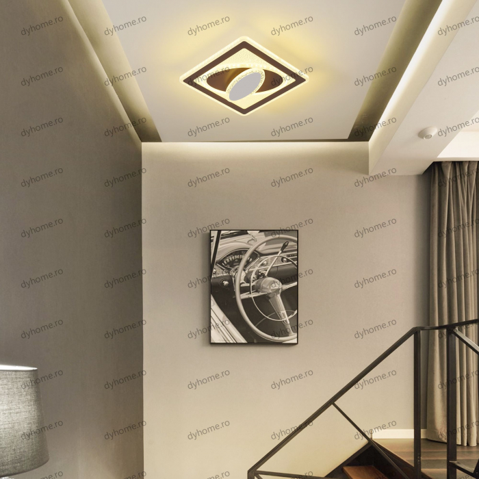 Plafoniera LED patrat design maro, 3 tipuri de lumina, 86W [4]