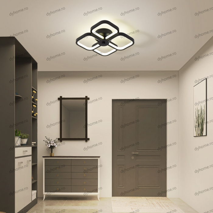 Plafoniera LED patrat design negru, 3 tipuri de lumina, 64W [3]
