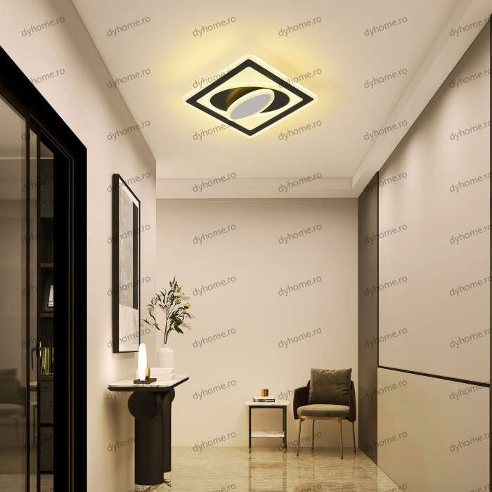 Plafoniera LED patrat design negru, 3 tipuri de lumina, 86W [4]