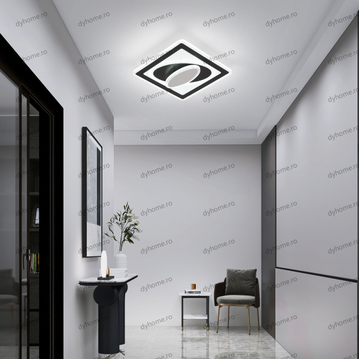 Plafoniera LED patrat design negru, 3 tipuri de lumina, 86W [2]