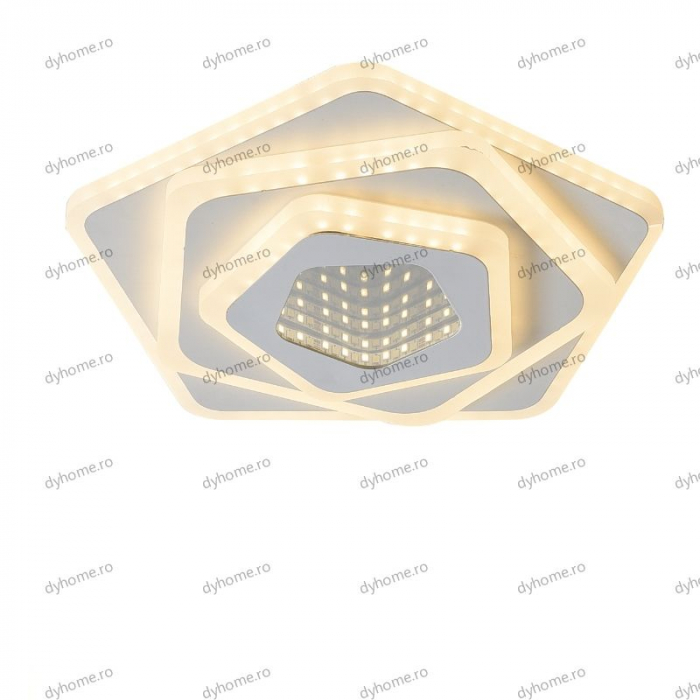 Plafoniera LED pentagon 3D design, 3 tipuri de lumina, 80W [3]