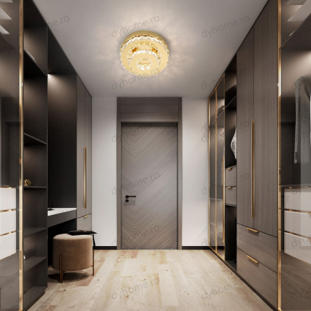 Plafoniera LED cristal circular design Auriu, 3 tipuri de lumina, 40W [1]