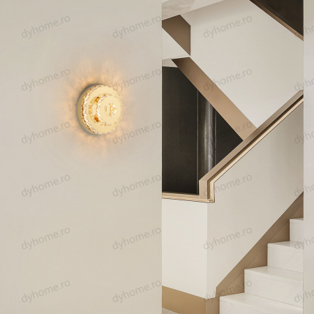 Plafoniera LED cristal circular design Auriu, 3 tipuri de lumina, 40W [2]