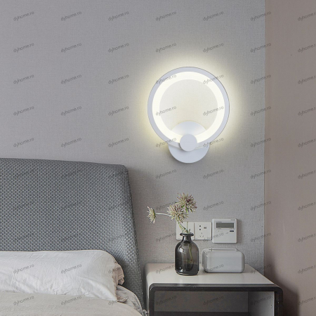 Aplice - Aplica de perete circular design alb, 3 tipuri de lumina, 24 W