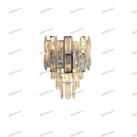 Aplica de perete cristal design argint, 3*E14 [2]