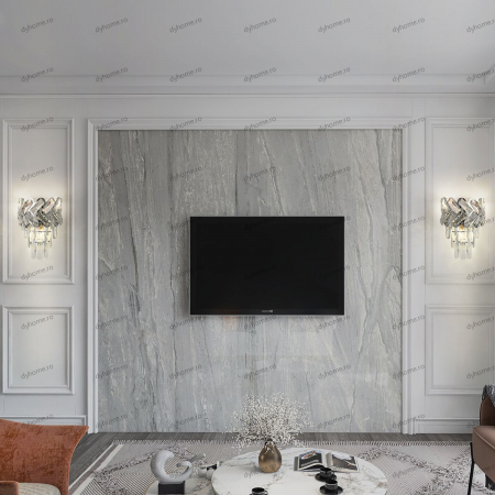 Candelabre & Cristale - Aplica de perete cristal design argint, 3*E14