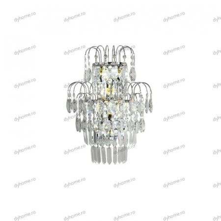 Aplica de perete cristal design argint, LED+2*E14 [4]