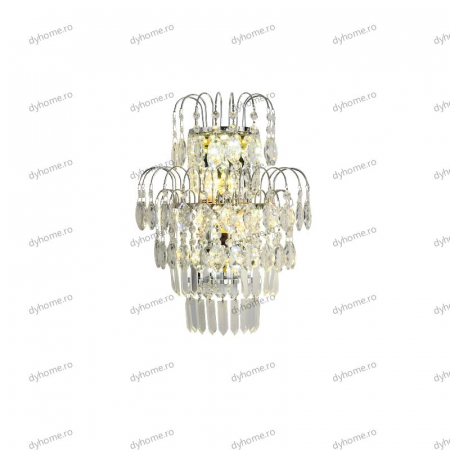 Aplica de perete cristal design argint, LED+2*E14 [3]