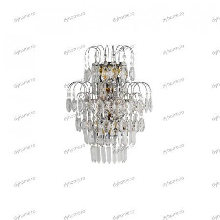 Aplica de perete cristal design argint, LED+2*E14 [1]