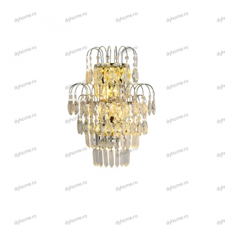 Aplica de perete cristal design argint, LED+2*E14 [2]