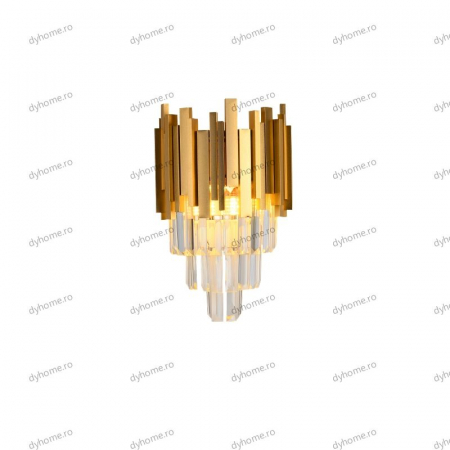 Aplica de perete cristal design auriu, 2*E14 [3]