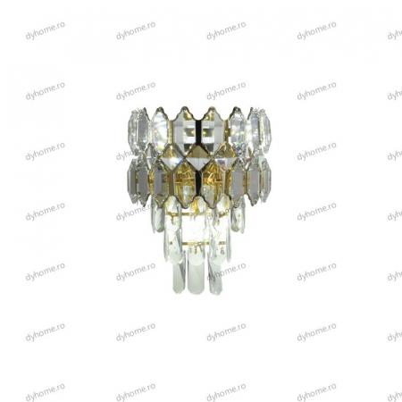 Aplica de perete cristal design auriu, 3*E14 [4]