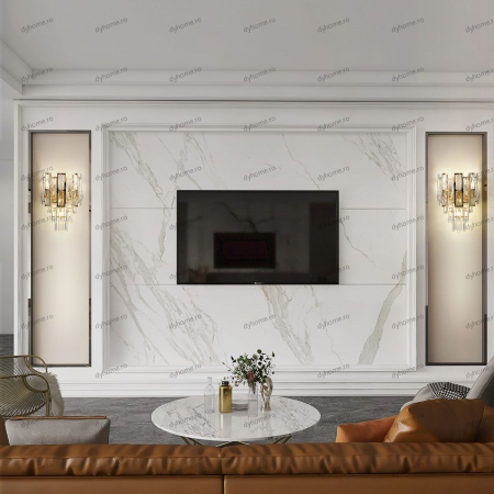 Candelabre & Cristale - Aplica de perete cristal design auriu, 3*E14