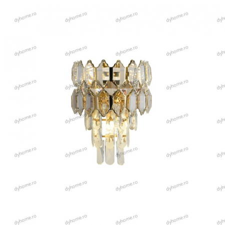Aplica de perete cristal design auriu, 3*E14 [2]