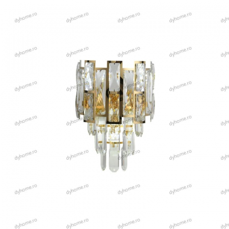 Aplica de perete cristal design auriu, 3*E14 [4]