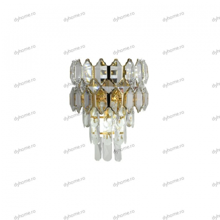 Aplica de perete cristal design auriu, 3*E14 [3]