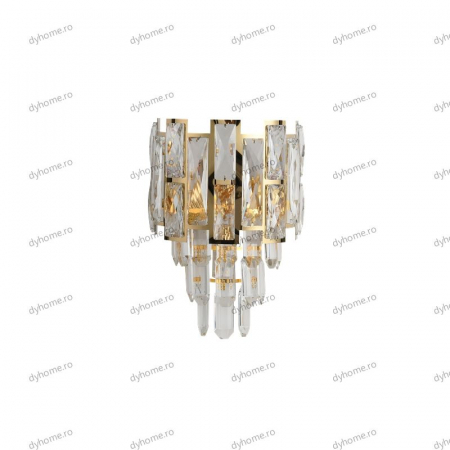 Aplica de perete cristal design auriu, 3*E14 [1]