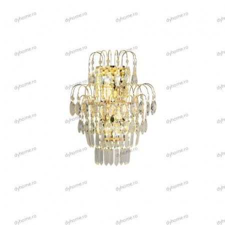 Aplica de perete cristal design auriu, LED+2*E14 [3]
