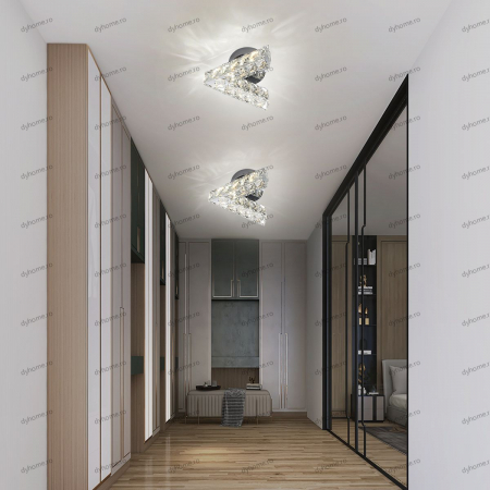 Candelabre & Cristale - Aplica de perete cristal letter V design, 3 tipuri de lumina, 12W