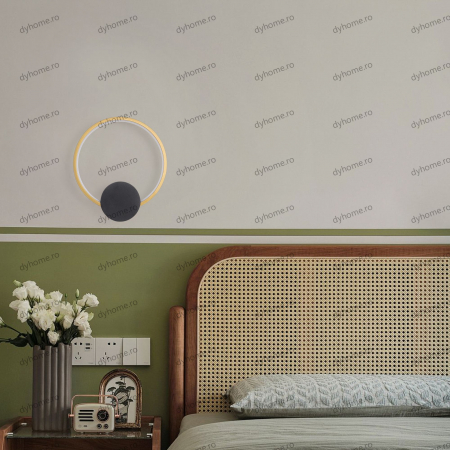 Aplice - Aplica de perete LED circular design auriu, 3 tipuri de lumina, 30W