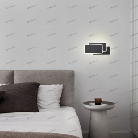 Aplice - Aplica de perete LED dreptunghi design negru, 3 tipuri de lumina, 54W