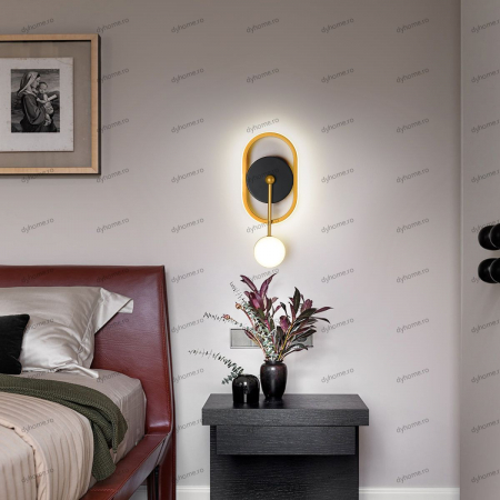 Aplice - Aplica de perete LED oval design auriu, 3 tipuri de lumina, 38W