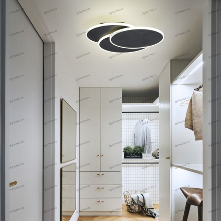Aplice - Aplica de perete LED oval design negru, 3 tipuri de lumina, 48W