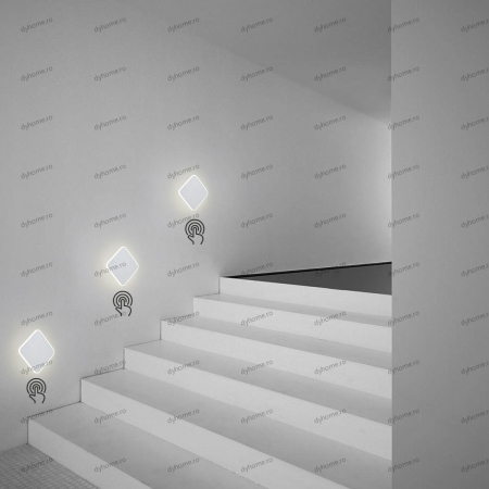 Aplice - Aplica de perete LED partrat design alb touch, 3 tipuri de lumina, 28W