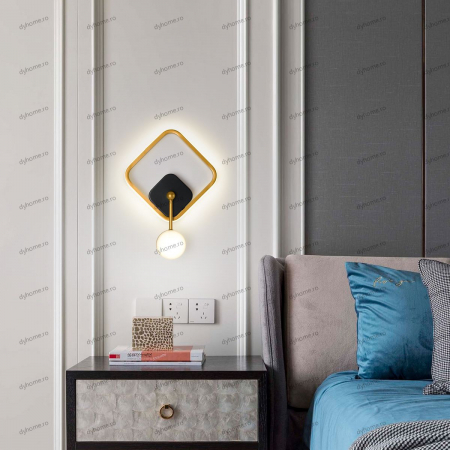 Aplice - Aplica de perete LED partrat design auriu, 3 tipuri de lumina, 42W