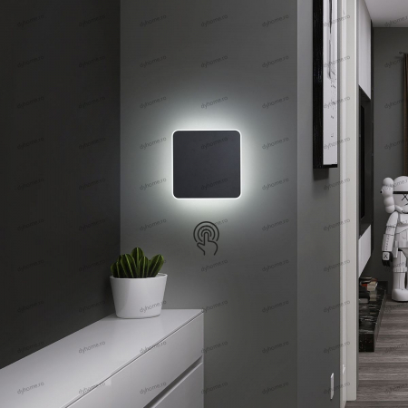 Aplice - Aplica de perete LED partrat design negru touch, 3 tipuri de lumina, 42W