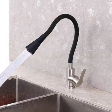 Baterii de Bucatarie - Baterie Bucatarie cu Pipa Flexibila, Monocomanda, Negru