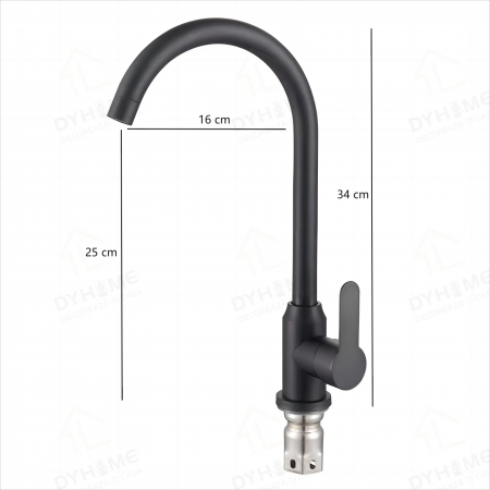 Baterie bucatarie, tip U cu pipa inalta,Monocomanda, Negru [3]
