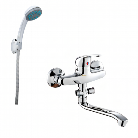 Obiecte Sanitare - Baterie cada, Monocomanda, pipa lunga 24 cm