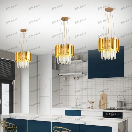 Candelabru cristal design auriu Diametru 300 mm, 4*E14 (MAX40W) [1]