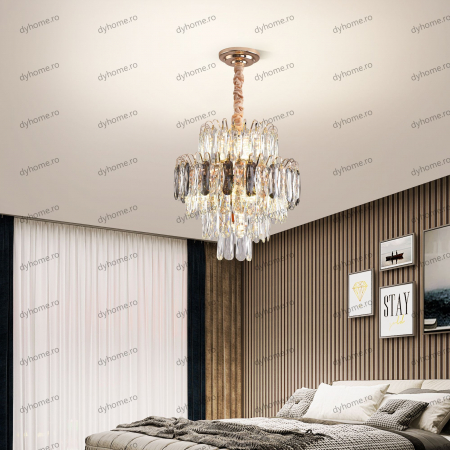Candelabru cristal design auriu Diametru 400 mm, 7*E14 (MAX40W) [2]