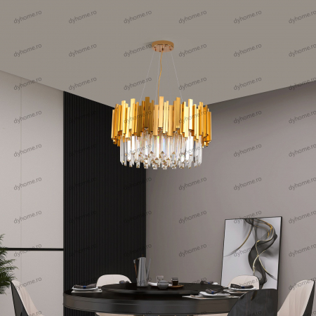 Candelabre & Cristale - Candelabru cristal design auriu Diametru 500 mm, 9*E14 (MAX40W)