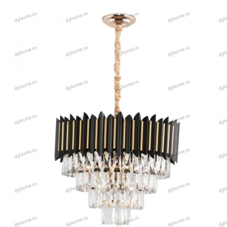 Candelabru cristal design negru, Diametru 500 mm transparent cristal,  9*E14 [1]