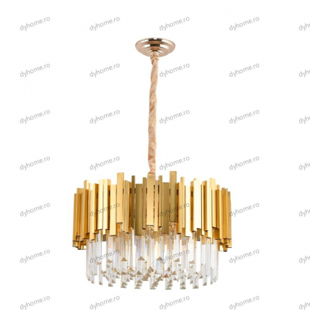 Candelabru cristal design auriu, Diametru 500 mm transparent cristal,  9*E27 [1]