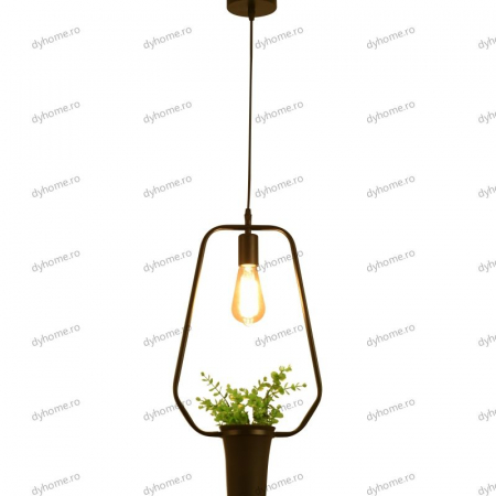 Candelabru green plants conic negru, E27 [1]