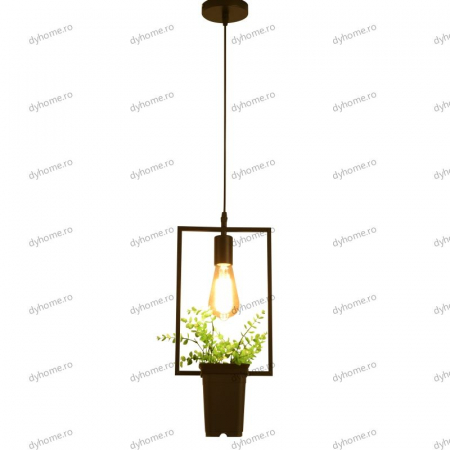 Candelabru green plants dreptunghi negru, E27 [2]