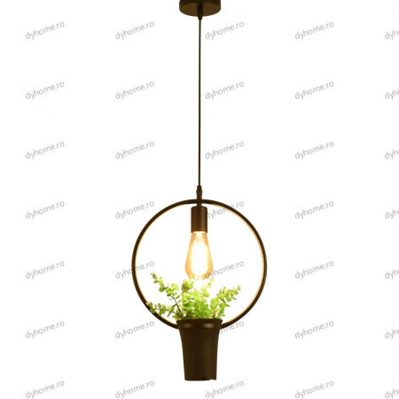 Candelabru green plants rotunda negru, E27 [1]