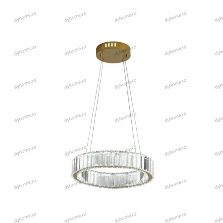 Candelabru LED cristal circular design auriu Diametru 400 mm cu telecomanda, dimabila, 32W [4]