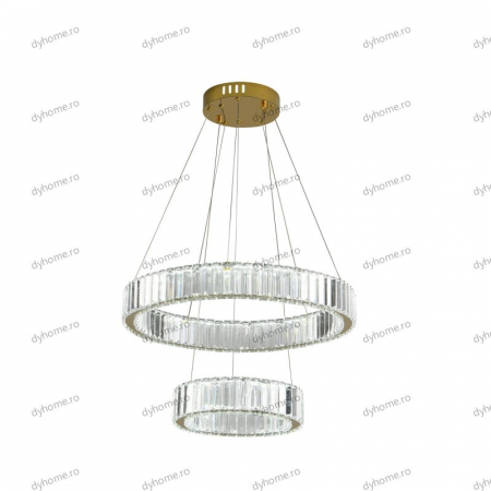 Candelabru LED cristal circular design auriu Diametru 550 mm cu telecomanda, dimabila, 64W [4]