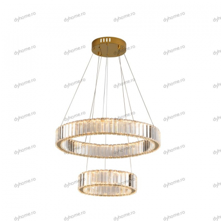 Candelabru LED cristal circular design auriu Diametru 550 mm cu telecomanda, dimabila, 64W [2]
