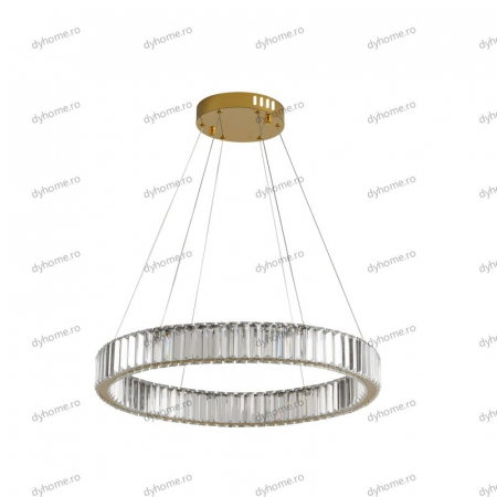 Candelabru LED cristal circular design auriu Diametru 600 mm cu telecomanda, dimabila, 48W [1]