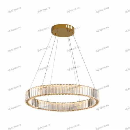 Candelabru LED cristal circular design auriu Diametru 600 mm cu telecomanda, dimabila, 48W [2]
