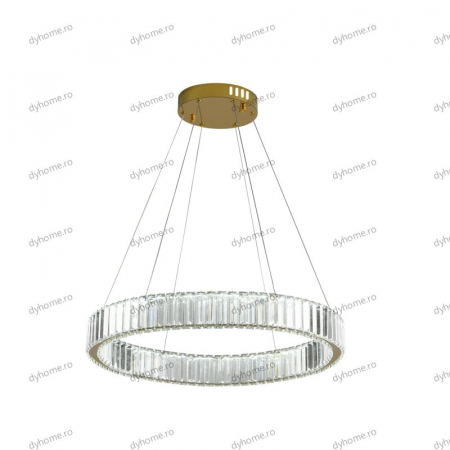 Candelabru LED cristal circular design auriu Diametru 600 mm cu telecomanda, dimabila, 48W [4]