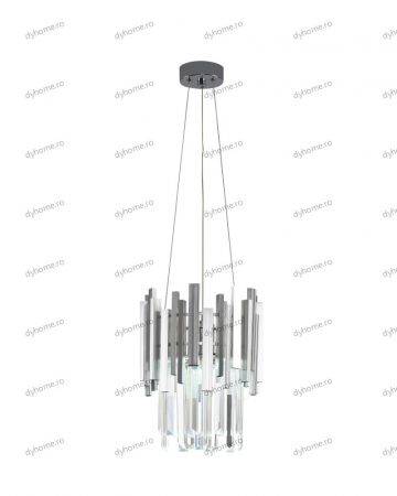 Candelabru LED cristal design argint Diametru 270 mm cu telecomanda, dimabila, 24W [4]