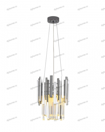 Candelabru LED cristal design argint Diametru 270 mm cu telecomanda, dimabila, 24W [2]